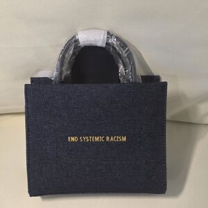 Recycled Denim Mini Tote in Dark Indigo with Black Trim